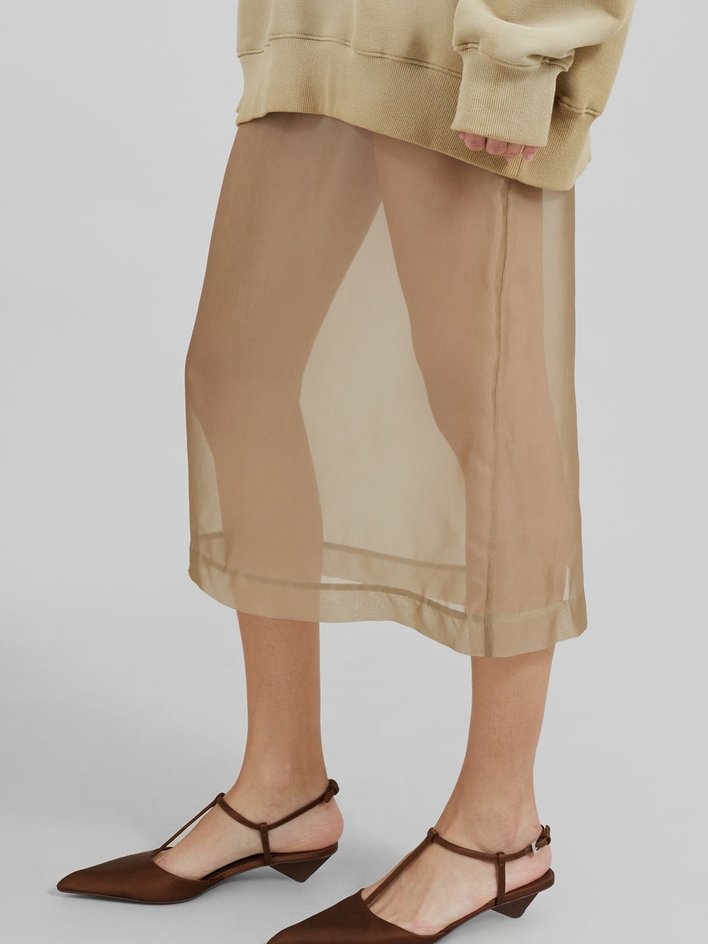 Frankie Shop Sheer Midi Skirt in Beige - Picture 6 of 6